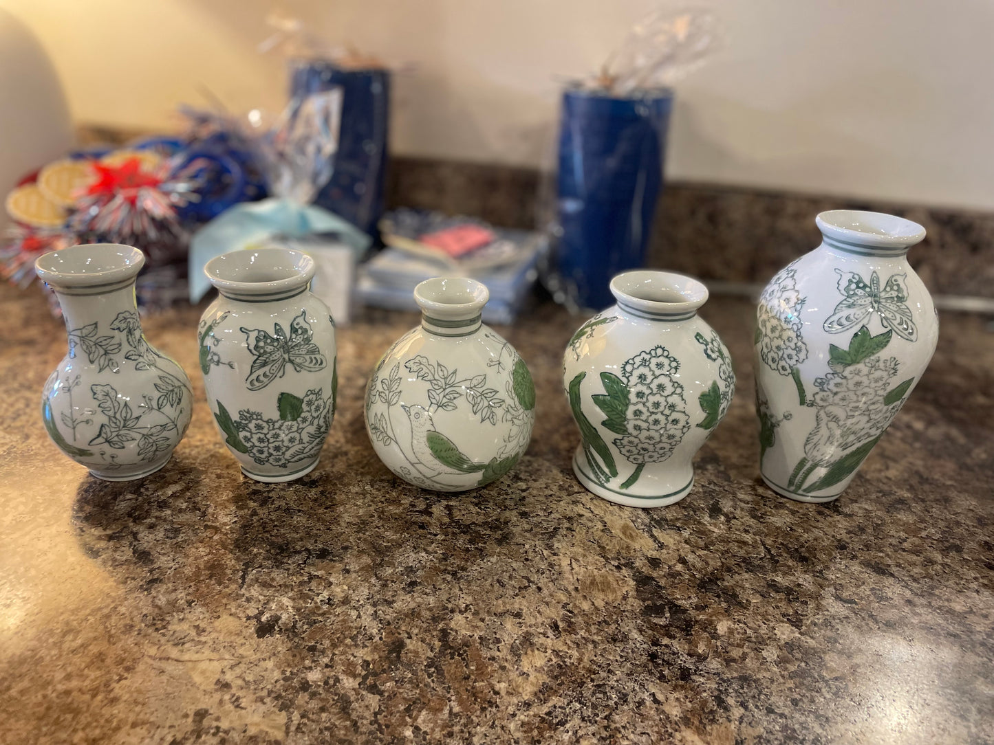 Green Chinoiserie Vases
