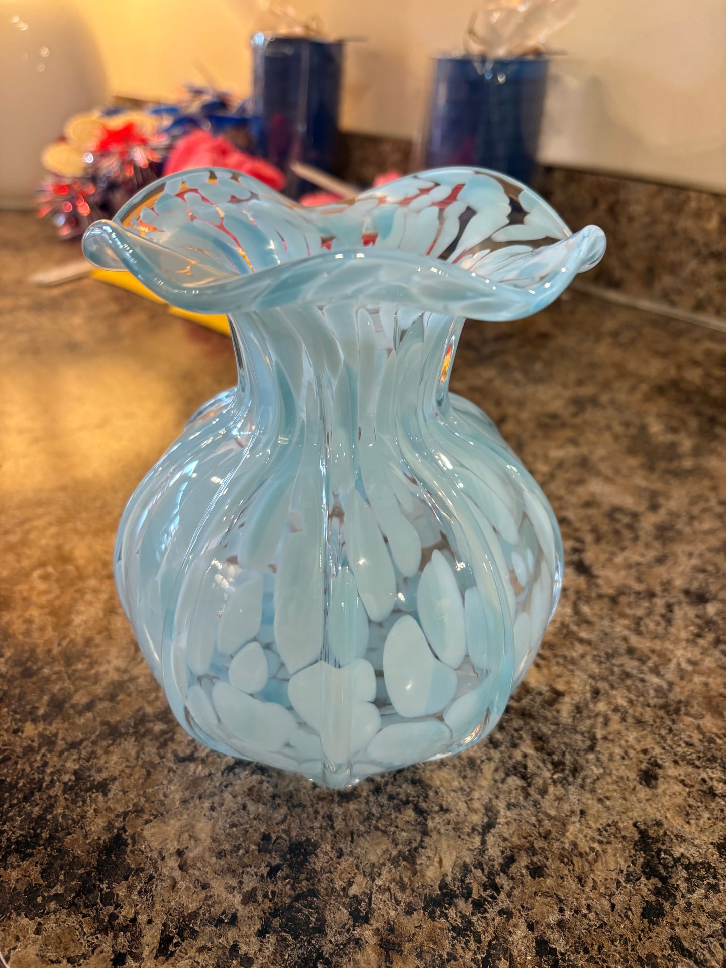 Ruffled Edge Spotted Vase