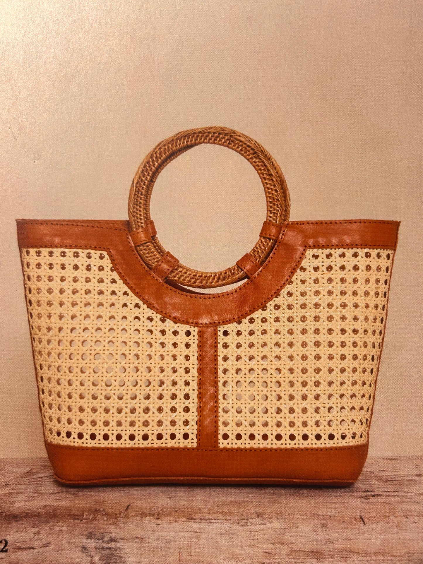 Rattan Cane Tote Round Handle