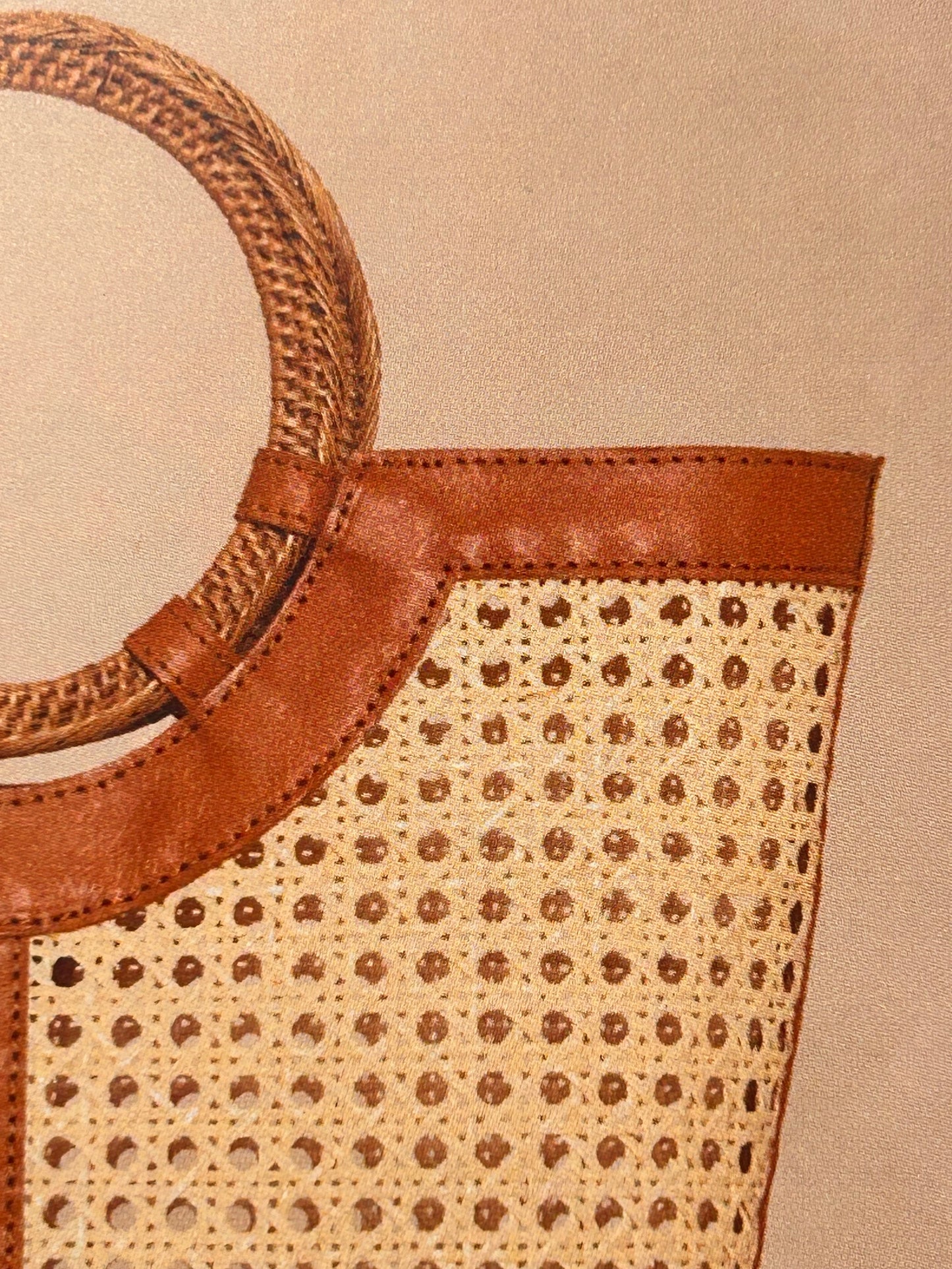 Rattan Cane Tote Round Handle