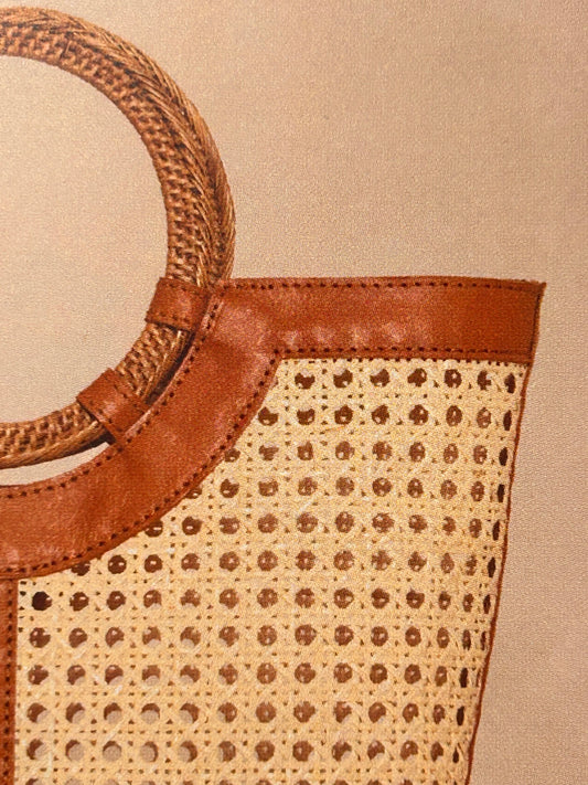 Rattan Cane Tote Round Handle