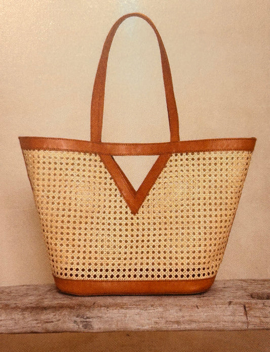 Rattan Cane Tote LG Square