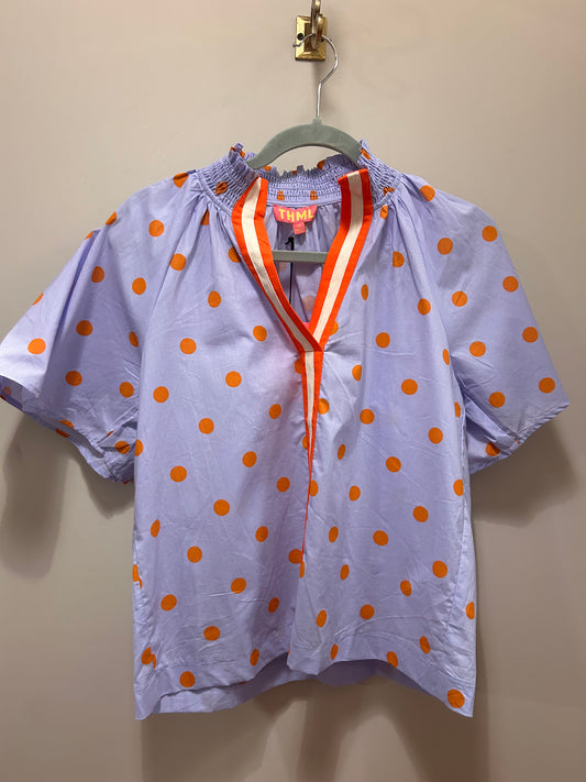 Blue with Orange Polka Dot Top