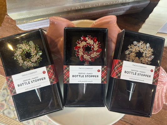 Holiday Wreath Jeweled Bottle Stopper