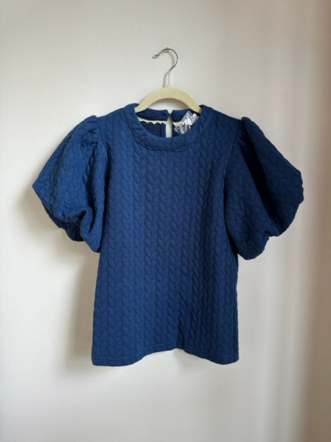 puff sleeve textured top