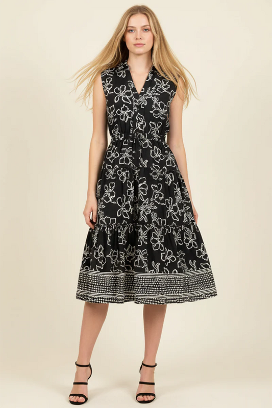 Floral Print Tiered Midi Dress