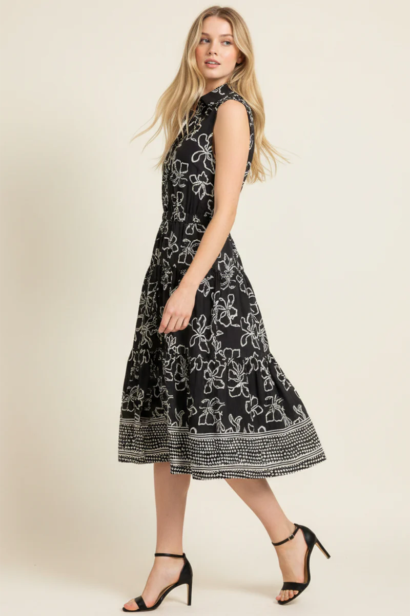 Floral Print Tiered Midi Dress