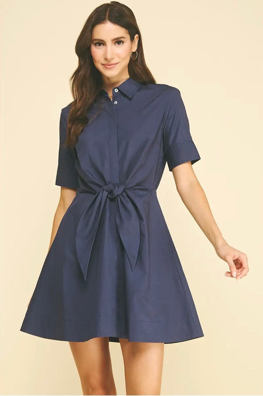 Tie-front Button Down Dress