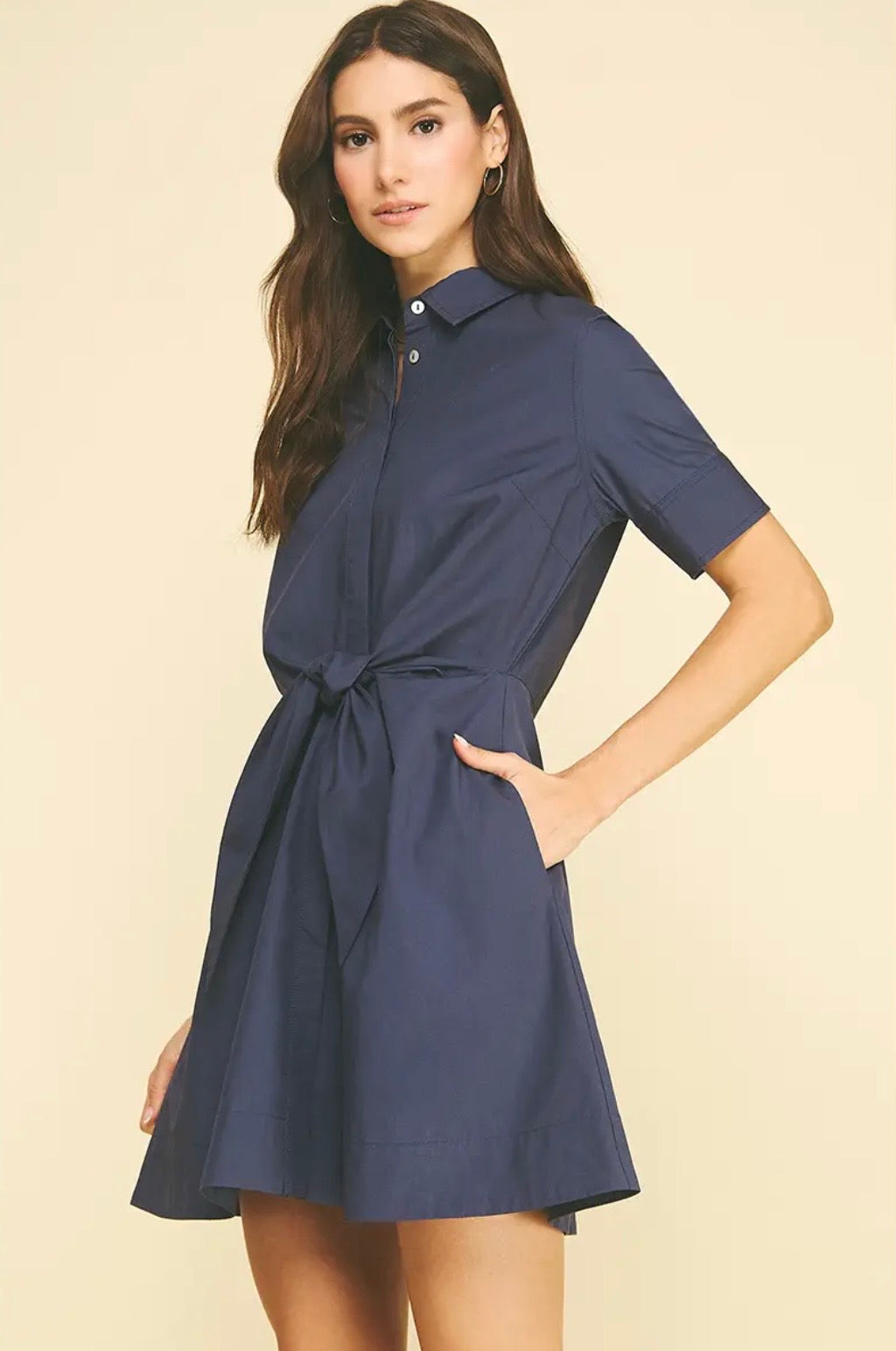 Tie-front Button Down Dress