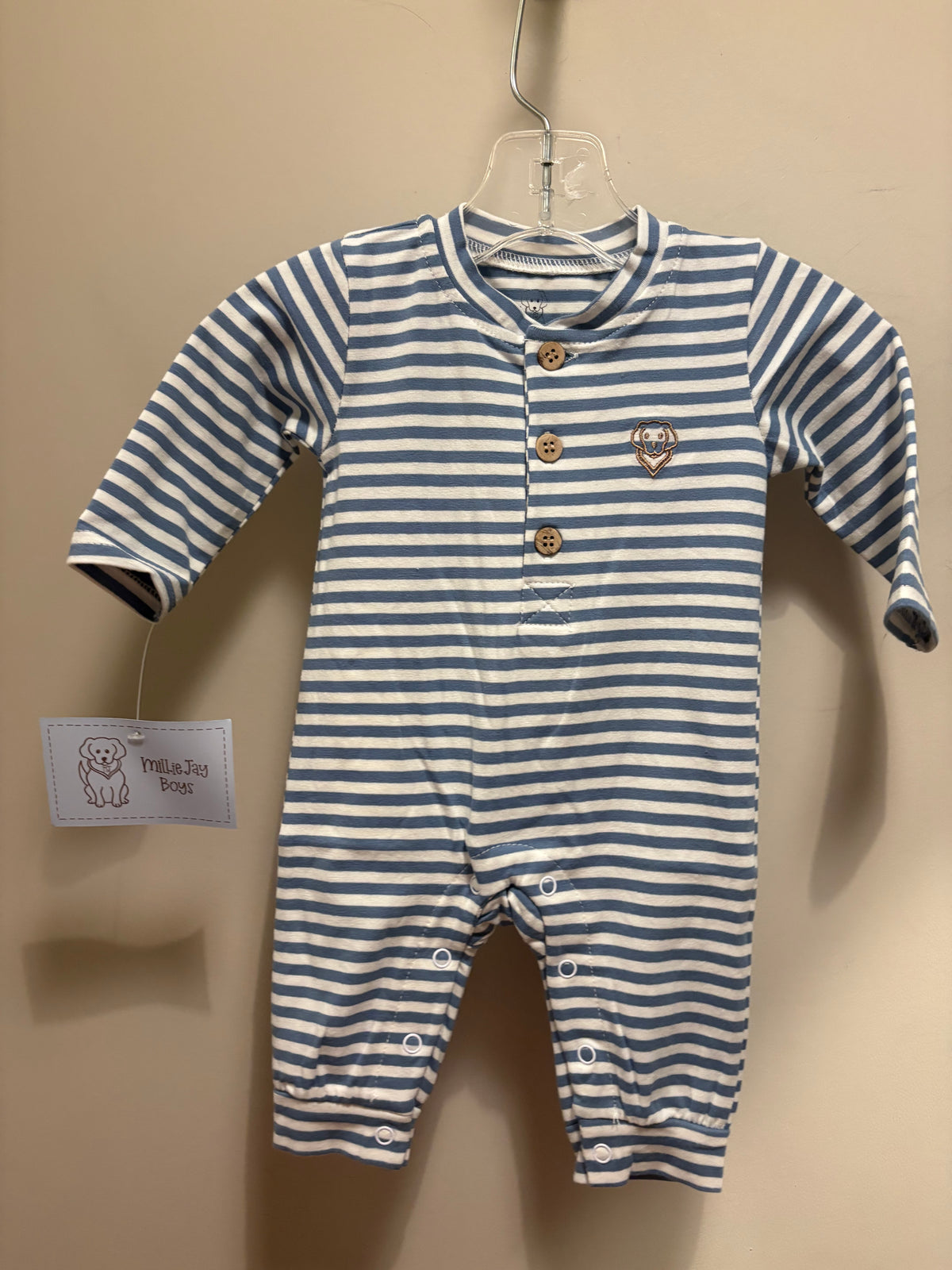 Easton Romper-Blue Stripe