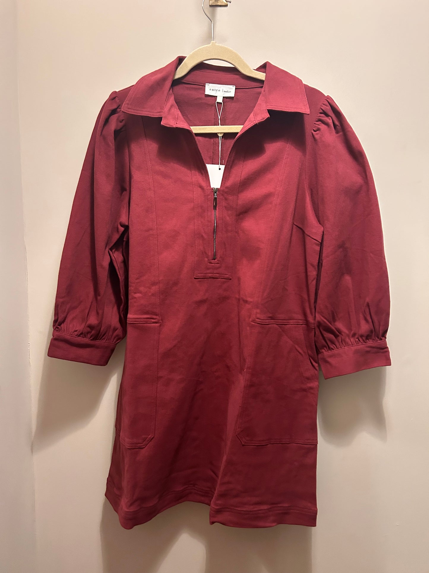 Wine Red Denim Dress