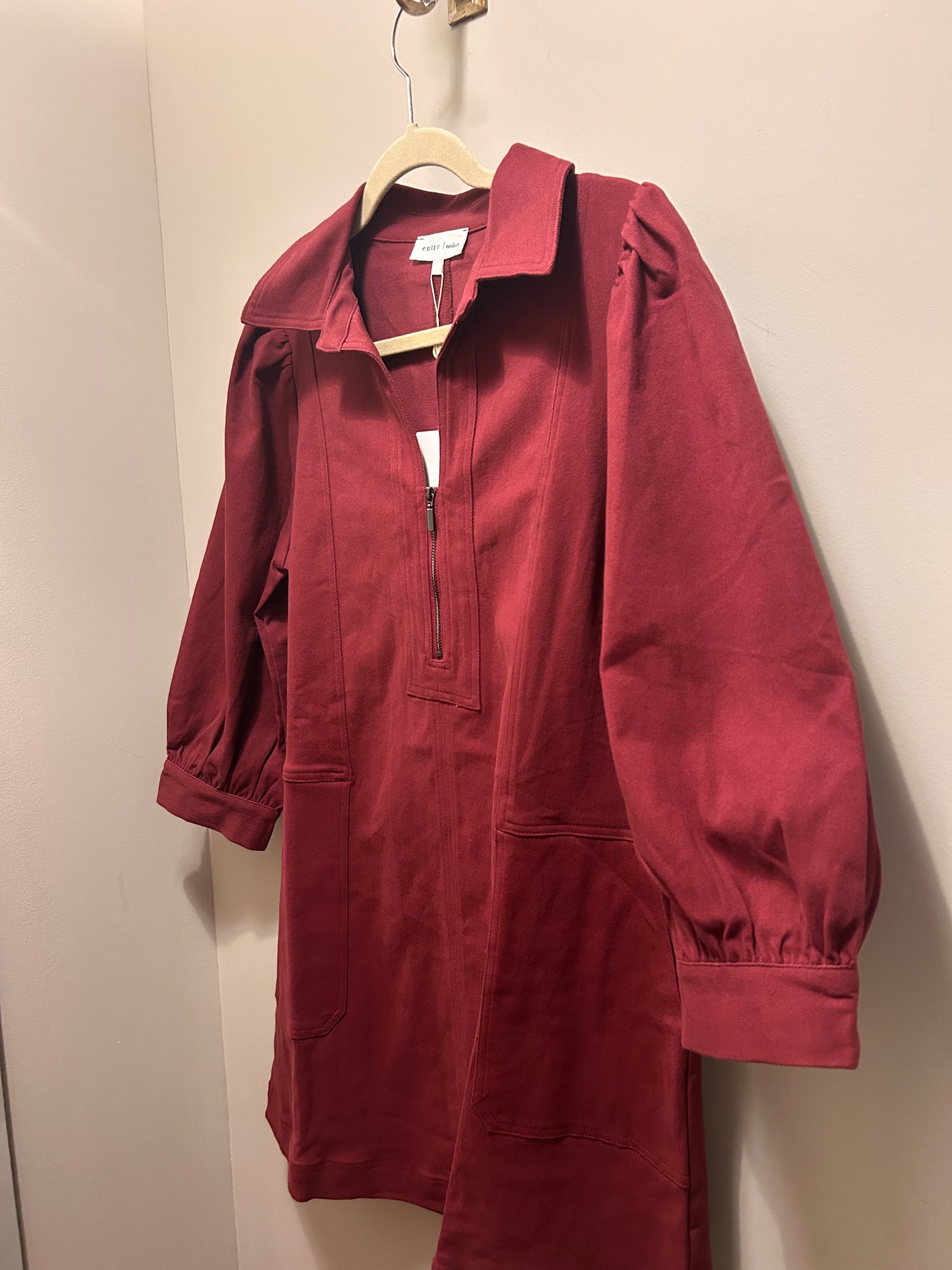 Wine Red Denim Dress