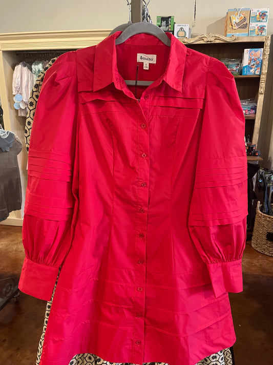 Long Sleeve Button Up Collared Dress