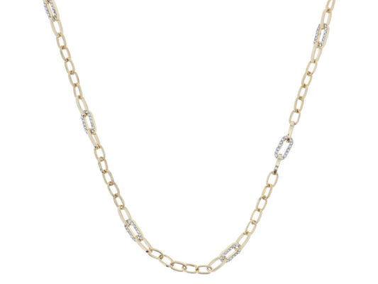 Gold Oval Link Chain with Crystal Embellished Link Stations