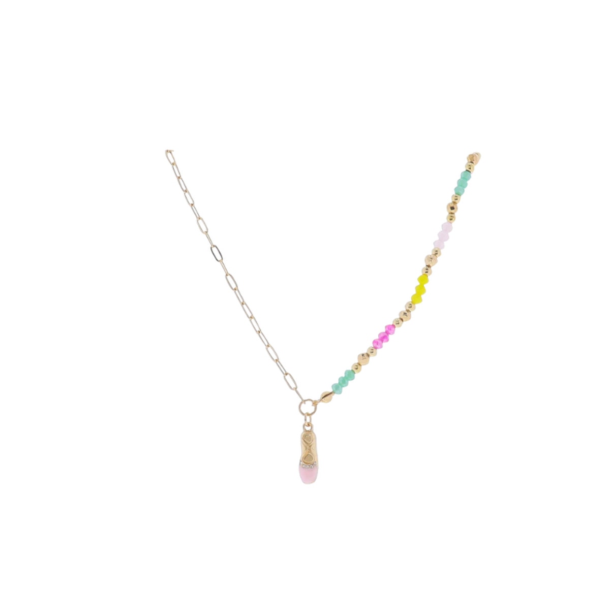 JM Gold Necklace w/Pink Ballet