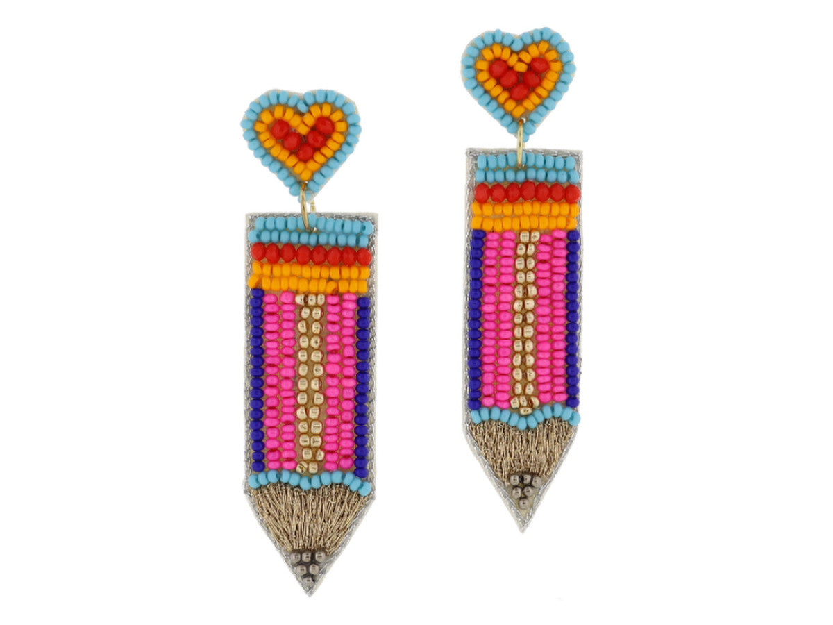 pencil heart earrings