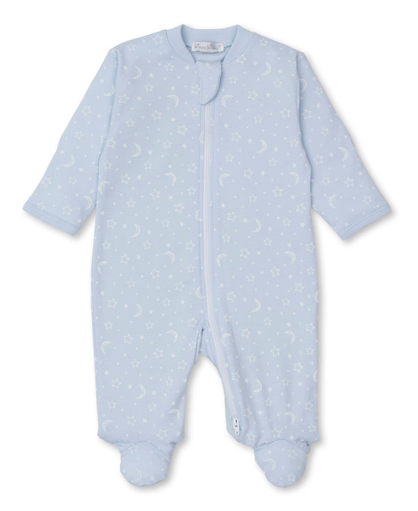 Crescent Moonlight Blue Zip Footie