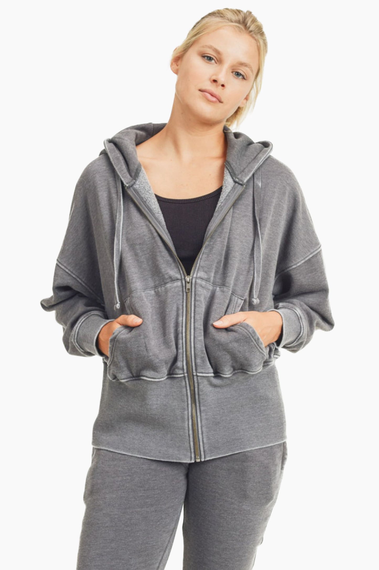 Hoodie Jacket With Tapered Sleeves
