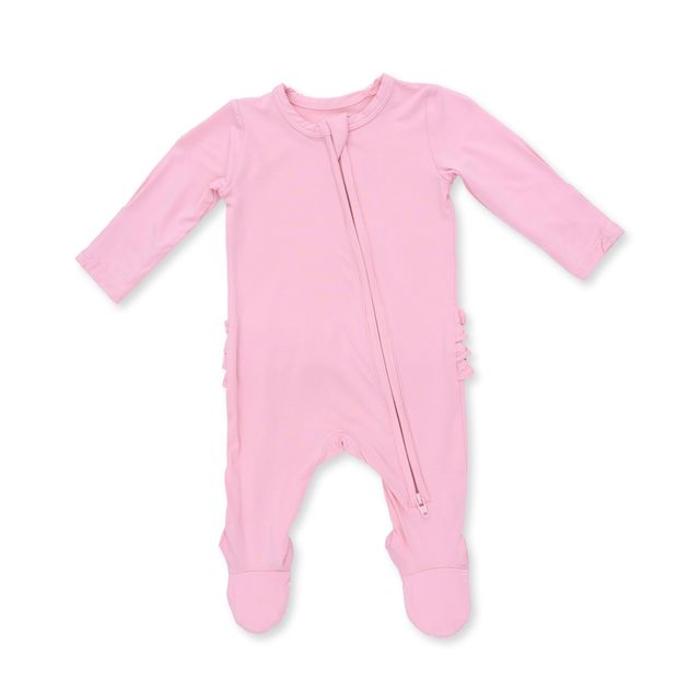 Solid Pink Ruffle Back Footie