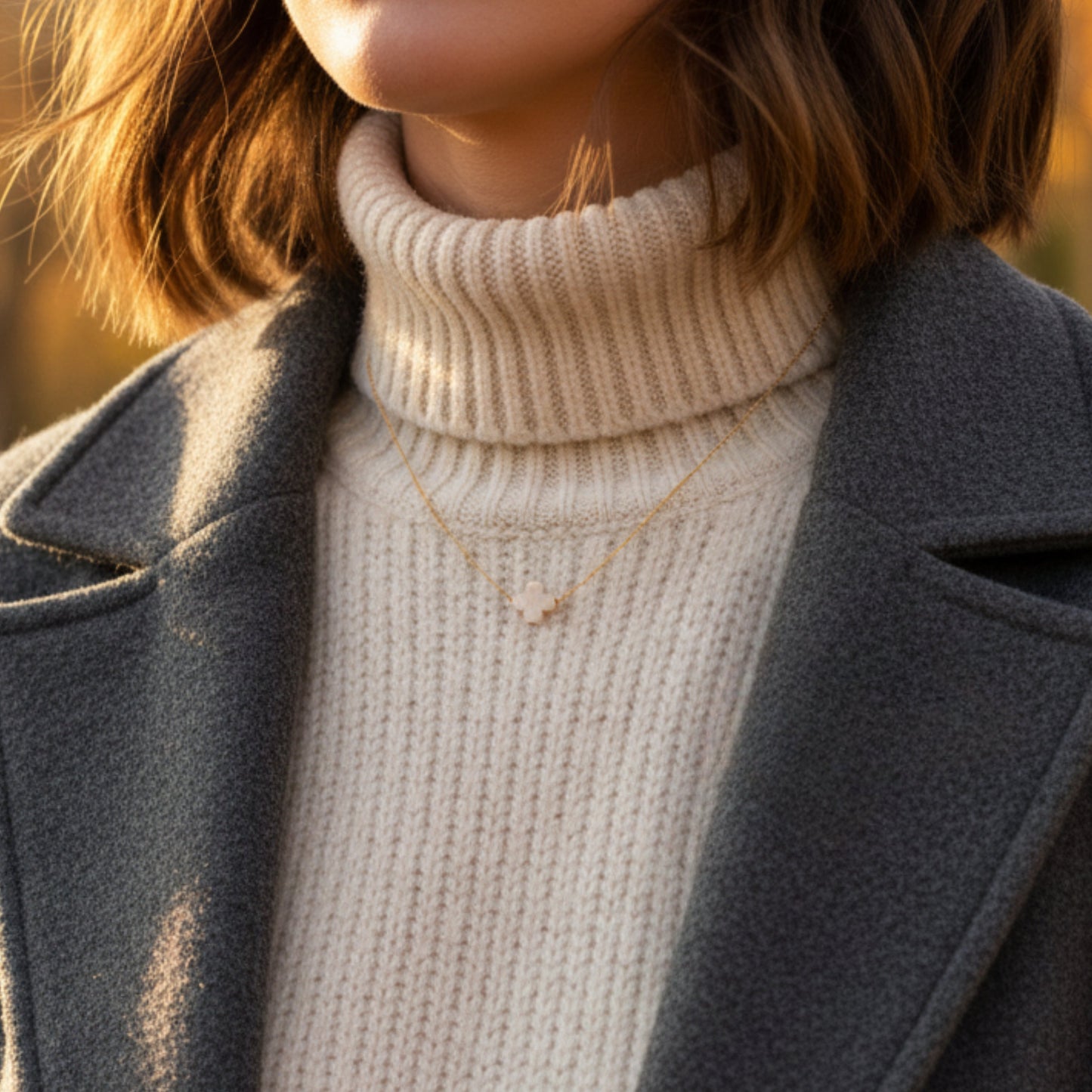 Faith Over Fear Cross Necklace-Moonstone