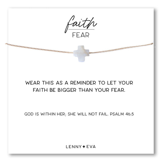 Faith Over Fear Cross Necklace-Moonstone