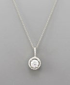CZ Halo Solitaire Necklace