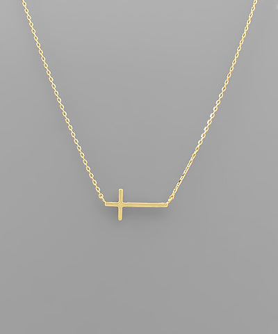 Side Cross Gold Necklace