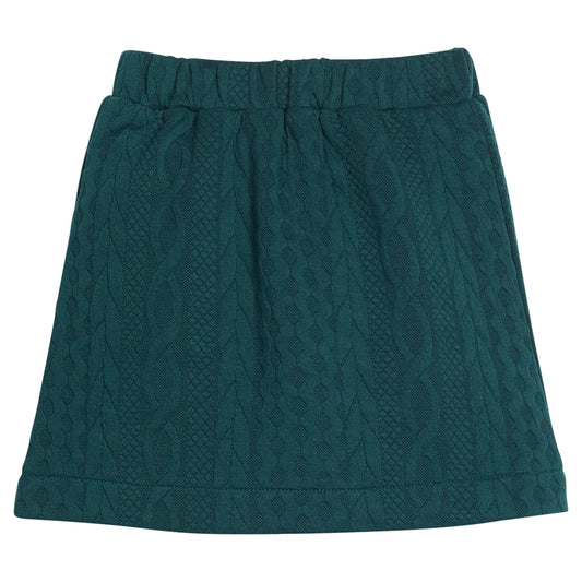 Quilted Mini Skirt- Emerald Cable