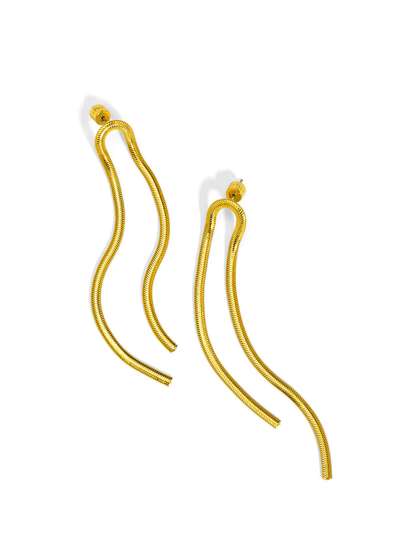 Arch Herringbone Drop Earrings
