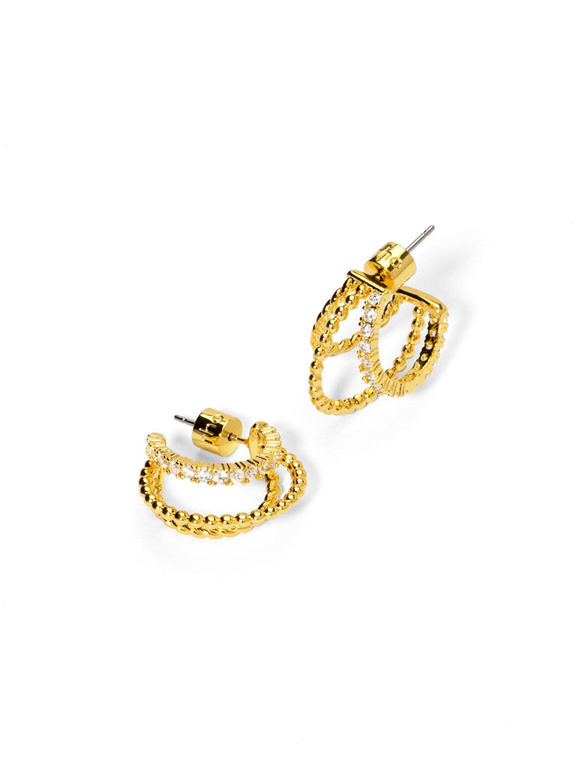 Triple Hoope Pave Huggie Earrings