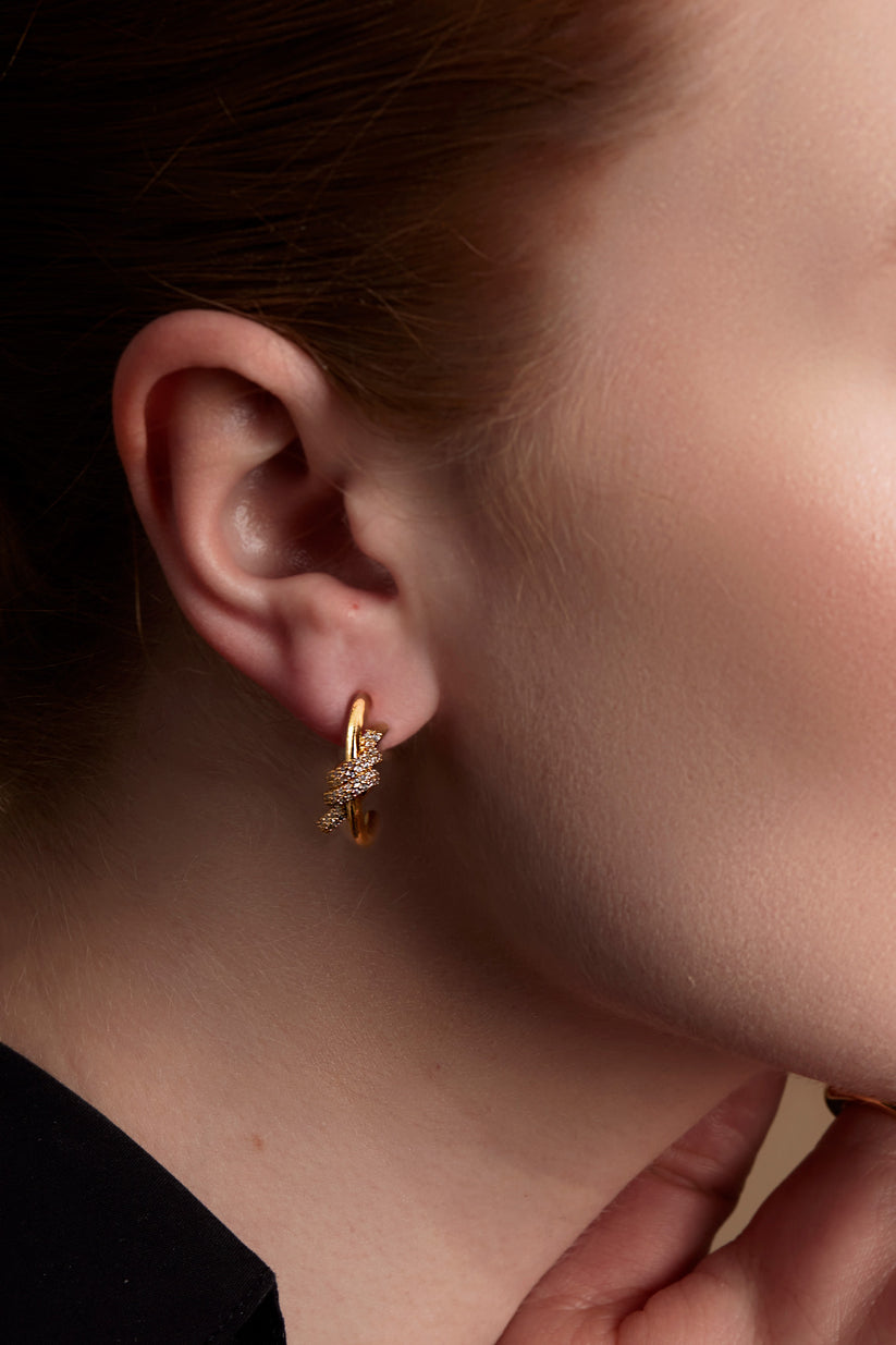 Pave Knotted Hoop Earrings