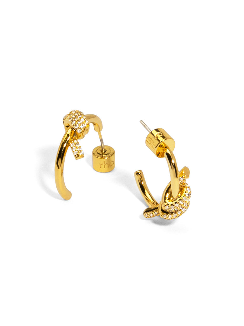 Pave Knotted Hoop Earrings