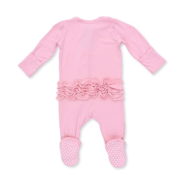 Solid Pink Ruffle Back Footie