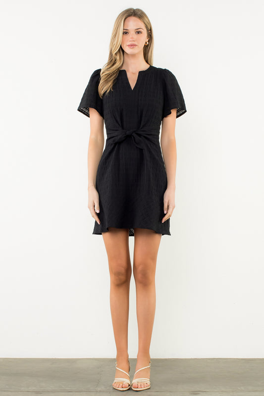 SHORT SLEEVE TEXTURED DRESS