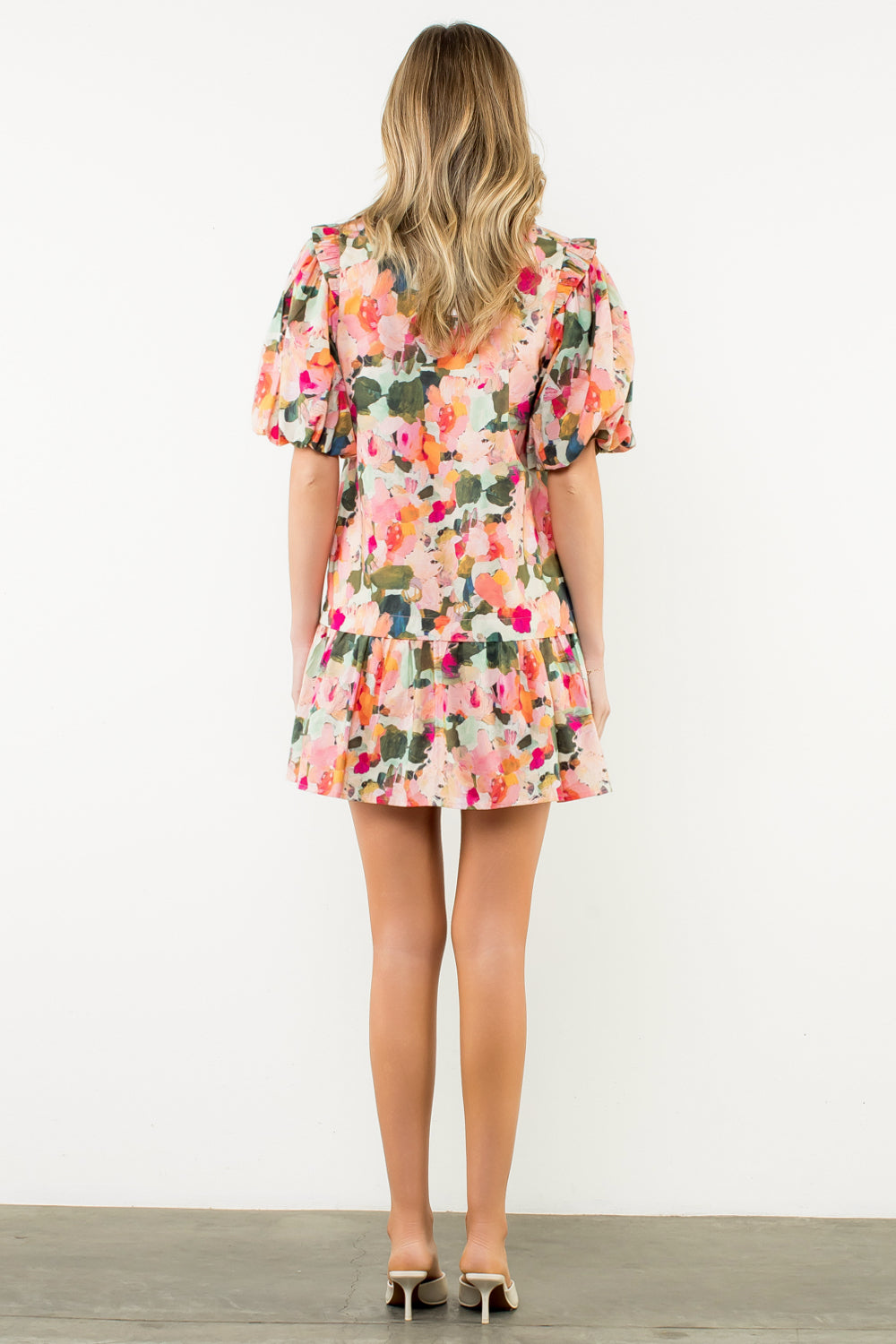 Puff Sleeve Multi color Dress