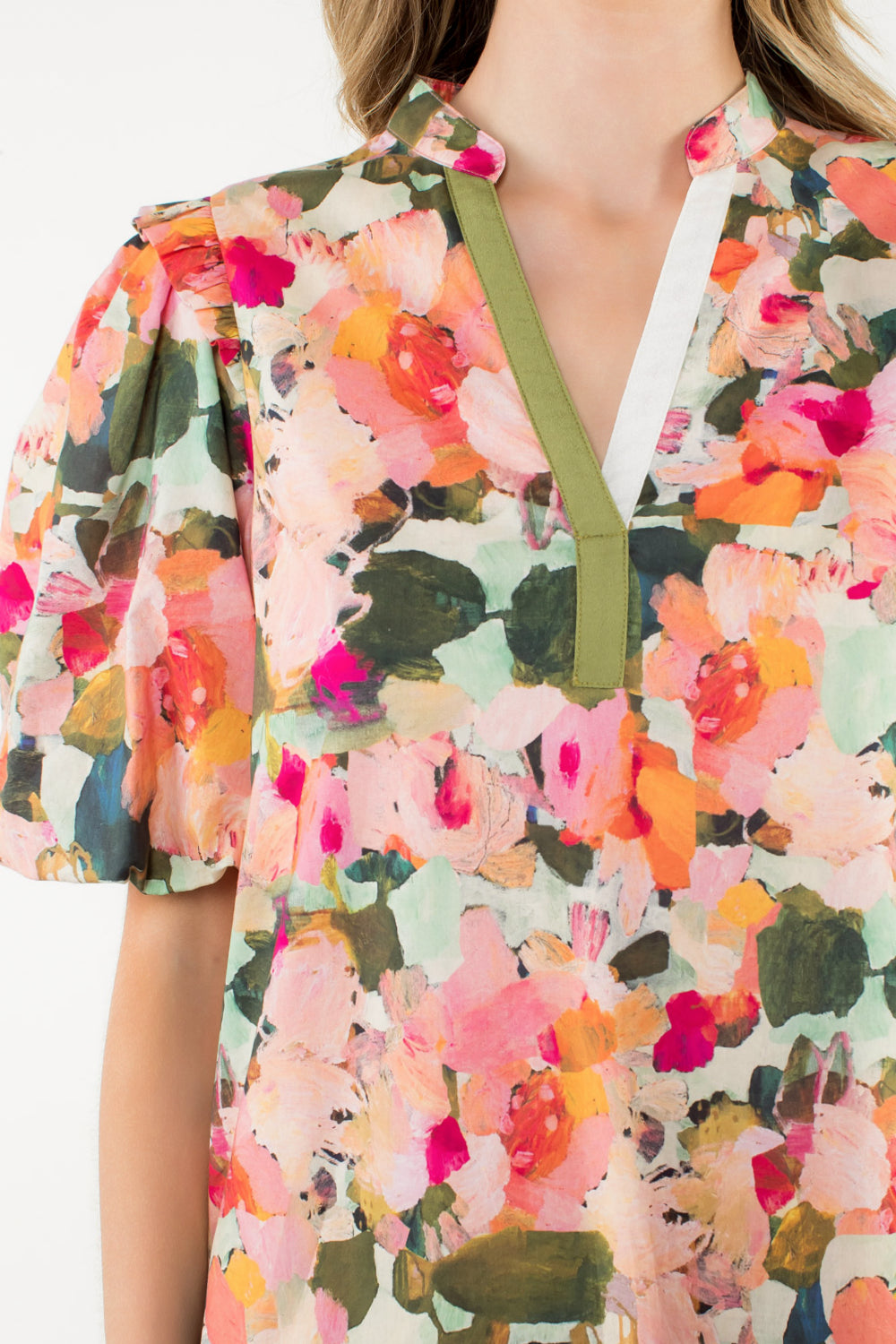 Puff Sleeve Multi color Dress