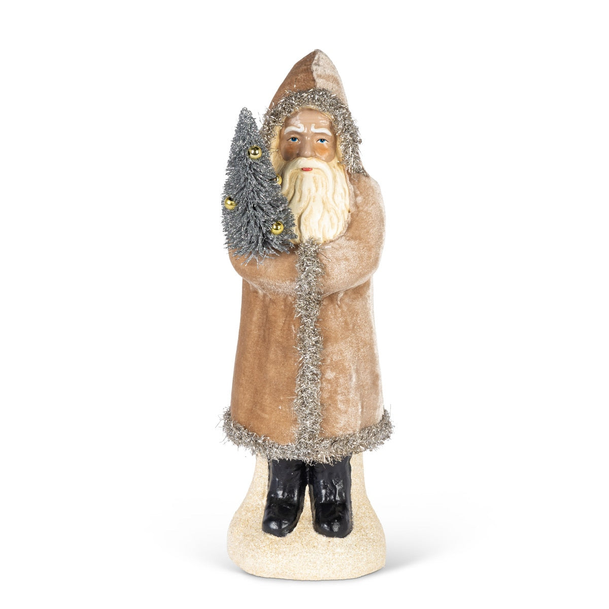 12" Paper Mache Santa with Tree