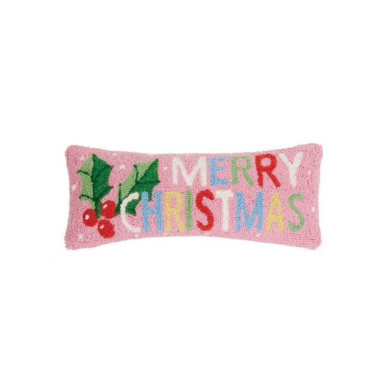 Merry Christmas Holly Hook Pillow