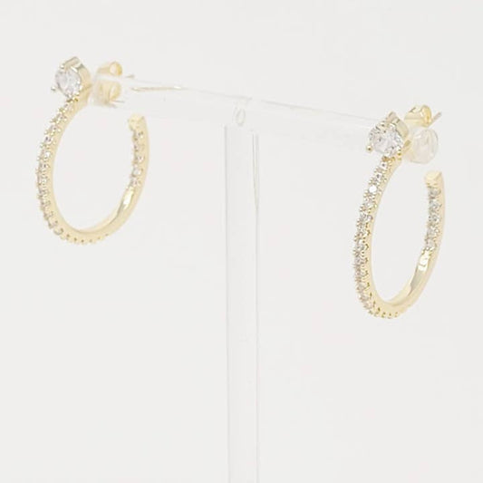 Diamond On Top Hoop Earrings