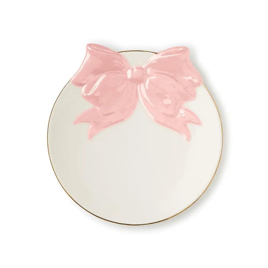 Beautiful Bow Tidbit Plate with Gold Rim Accent