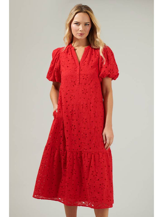Red Nova Eyelet Dress