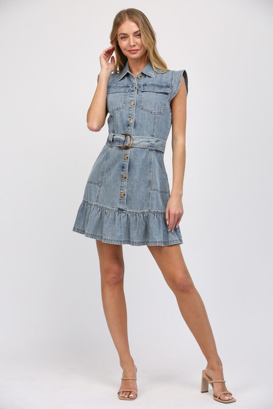 Button Front Denim Dress