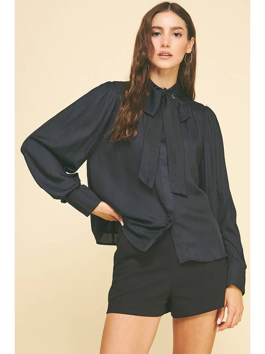 Black Button Down Shirt w/tie