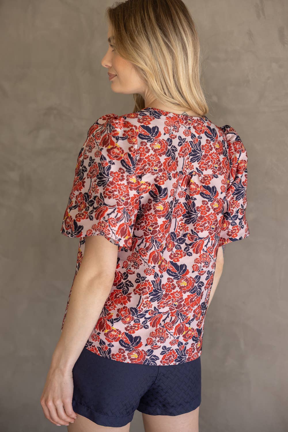 35776 Multi Color Floral Jaquard Top