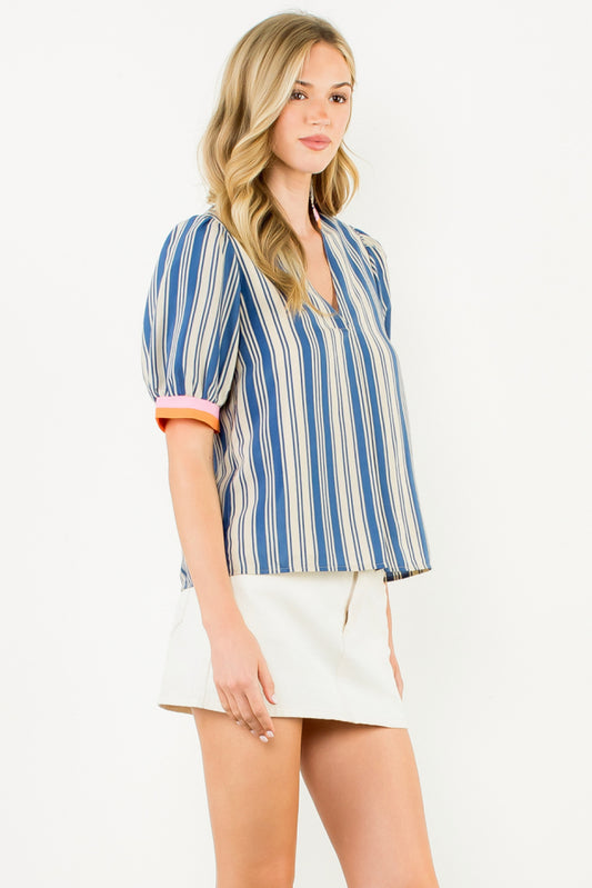 Short Stripe V-Neck