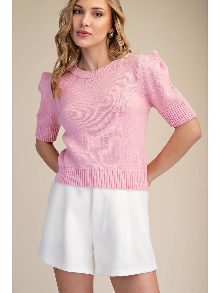 Round Neck Short Knit Top