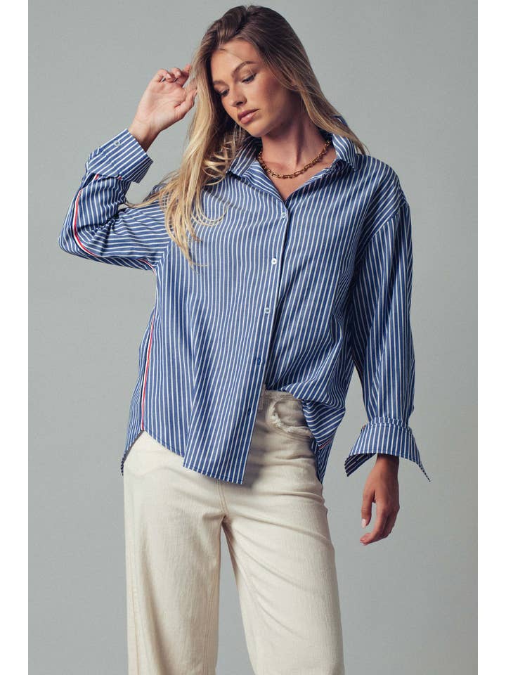 Striped Twill Tape Button Shirt