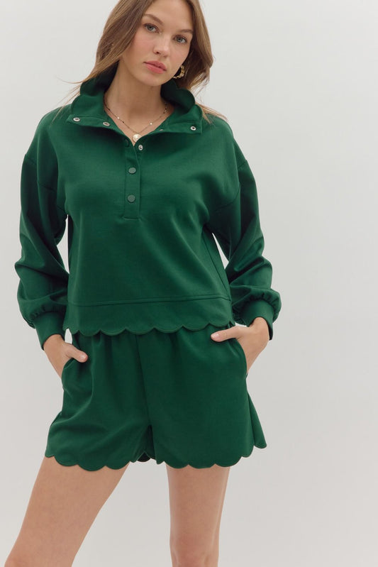 Scallop Hem Snap Top