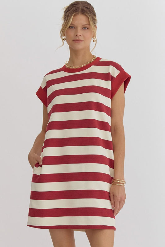 striped mini dress