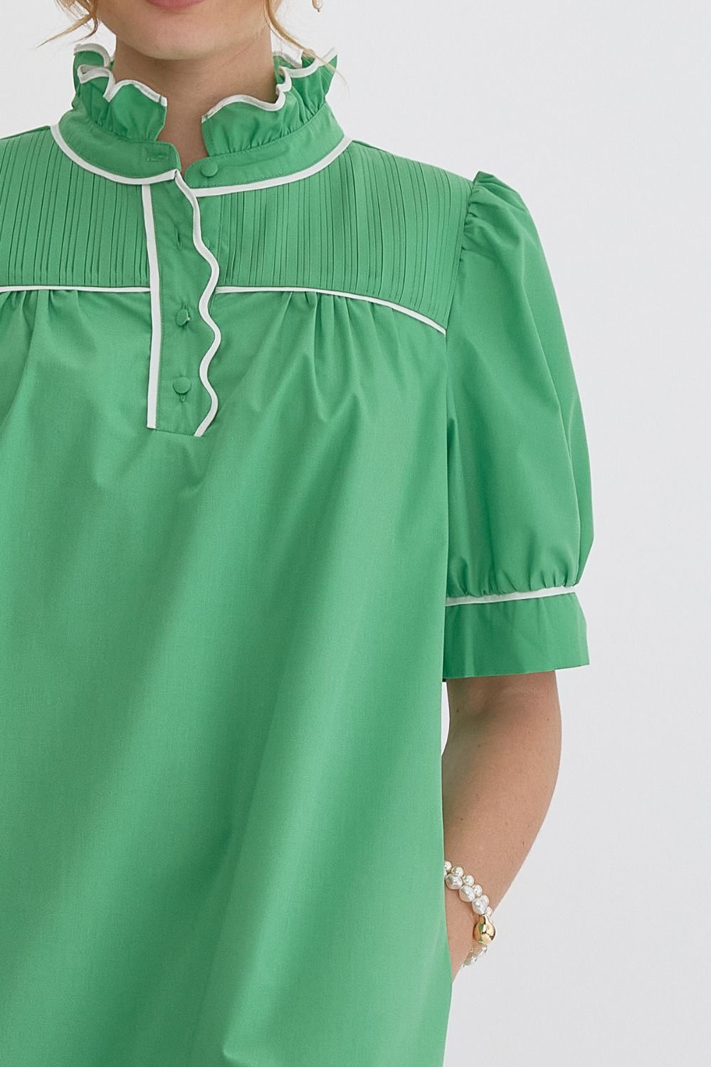 High Neck Mini Dress With Button Details